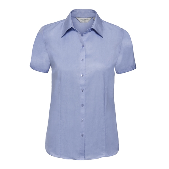 Ladies` Short Sleeve Tailored Herringbone Shirt